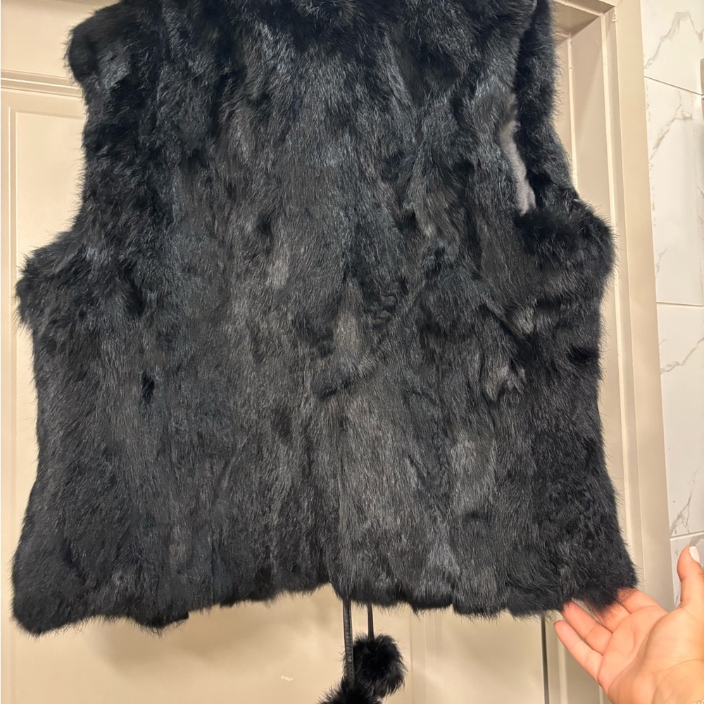 Black rabbit fur vest XL - Picture 4 of 7